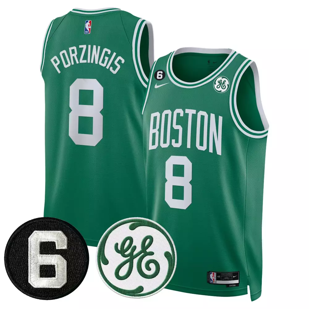 kristaps porzingis icon mens boston celtics bill russell john havlicek patch jersey all stitched