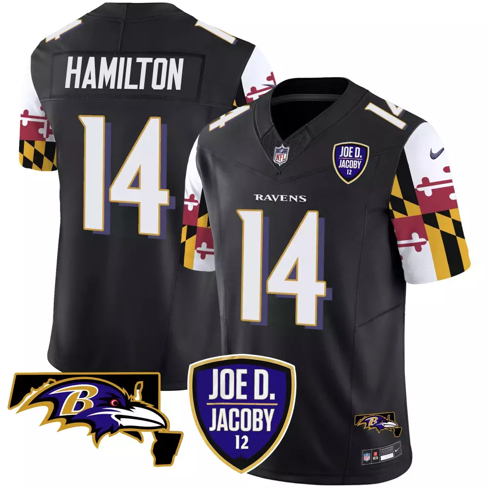 Kyle Hamilton 2023 White Gold Jersey | Baltimore Ravens AFC North Champions | All Stitched Fan Gear | For Men, Women & Youth