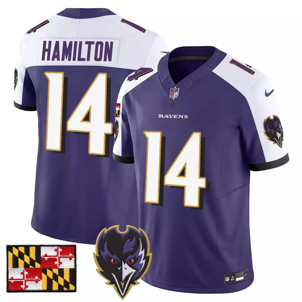 Kyle Hamilton Baltimore Ravens 2024 Purple Alternate Jersey | Maryland Flag Vapor Limited Edition V2 | Fan Gear for Men, Women & Youth