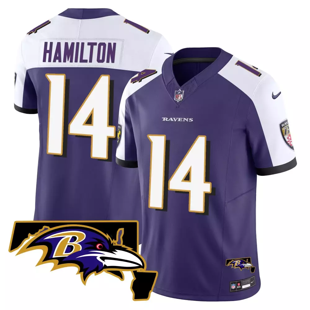 Kyle Hamilton Baltimore Ravens Maryland Flag Map Patch Gold Vapor Limited Jersey | Stitched Fan Gear | For Men, Women & Youth