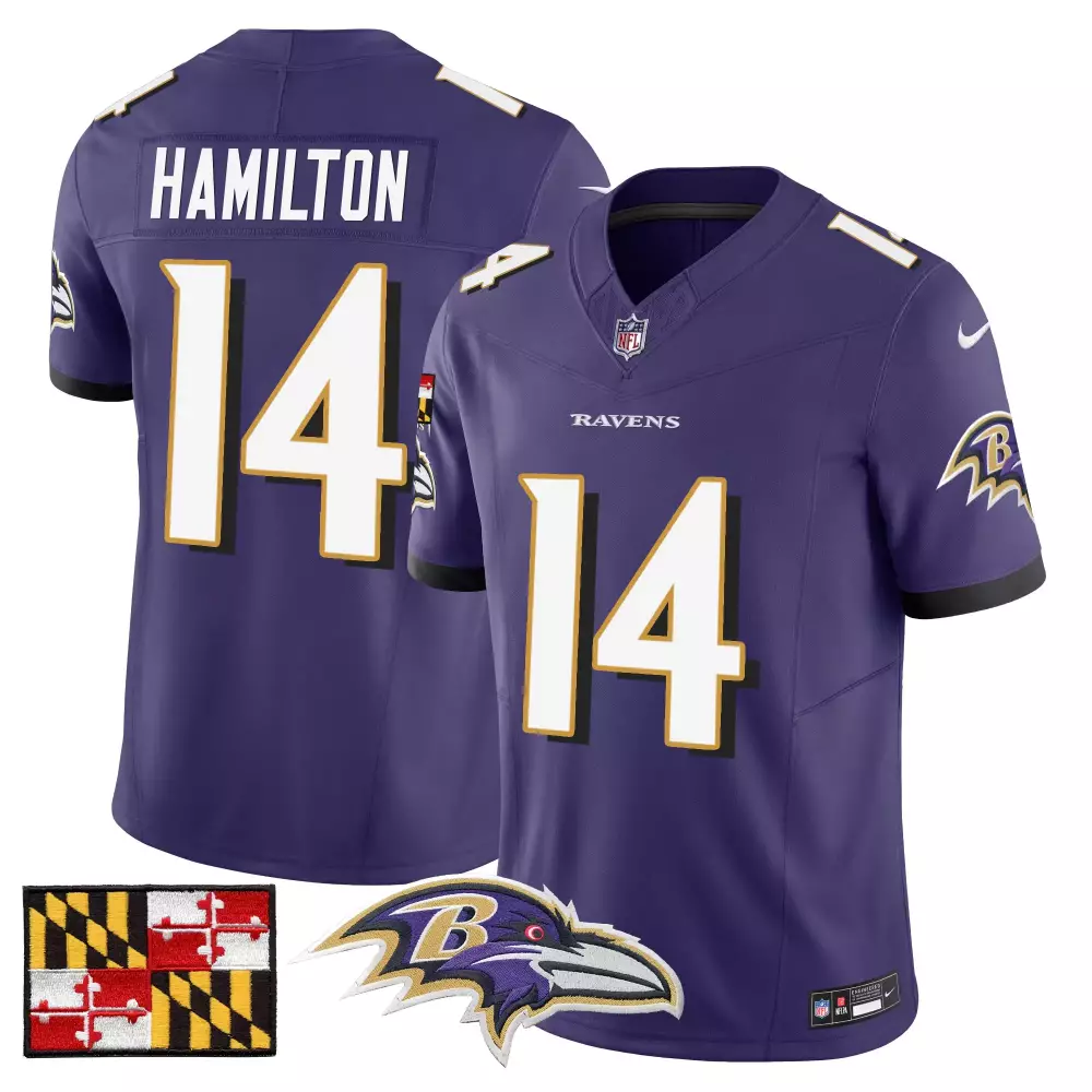 Kyle Hamilton Baltimore Ravens Purple Men's Jersey | 2024 Maryland Flag Vapor Limited Edition | All Stitched Fan Gear | For Men, Women & Youth