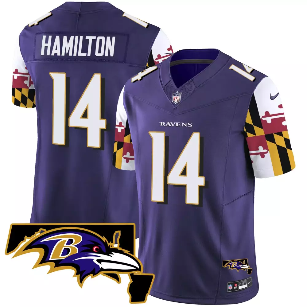 Kyle Hamilton Baltimore Ravens Purple Men's Jersey | Maryland Flag Vapor Limited Edition V2 | All Stitched Fan Gear | For Men, Women & Youth