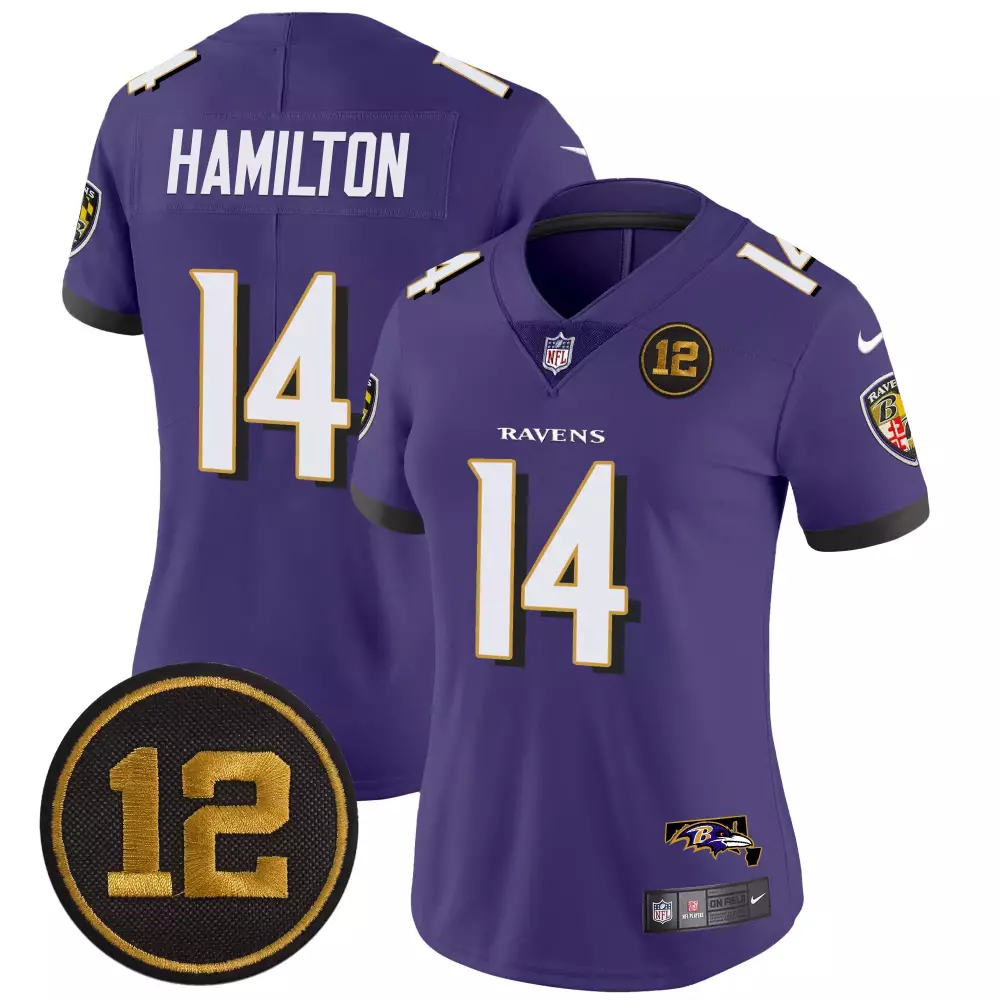 Kyle Hamilton Purple Ravens Jacoby Jones Patch Vapor Limited Jersey | Stitched Fan Gear for Women | For Men, Women & Youth
