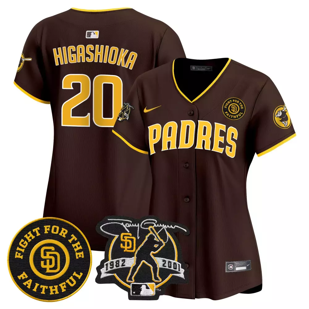 Kyle Higashioka City Connect Women's Padres Tony Gwynn Patch Jersey | Limited Edition Stitched Vapor Fan Gear | For Men, Women & Youth