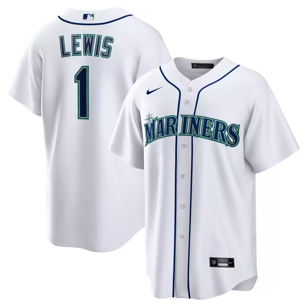 kyle lewis men seattle mariners cool base jersey white all stitched