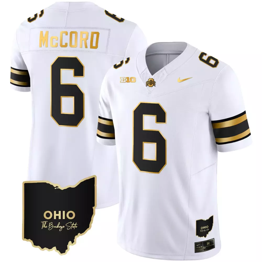 kyle mccord white gold mens ohio state buckeyes 2023 alternate gold jersey stitched