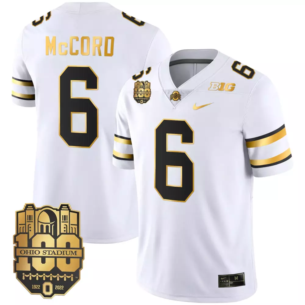 kyle mccord white gold mens ohio state buckeyes 2023 alternate gold jersey stitched