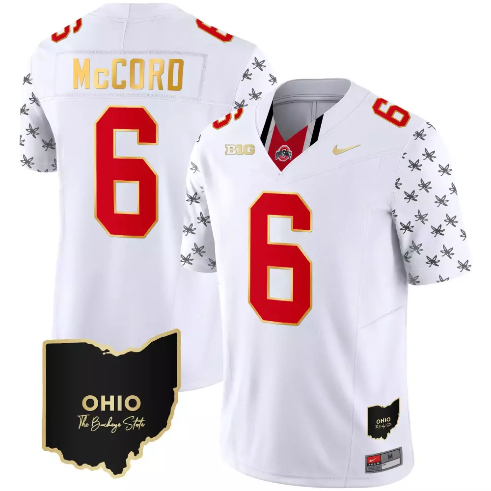 kyle mccord white gold mens ohio state buckeyes 2023 alternate gold jersey stitched