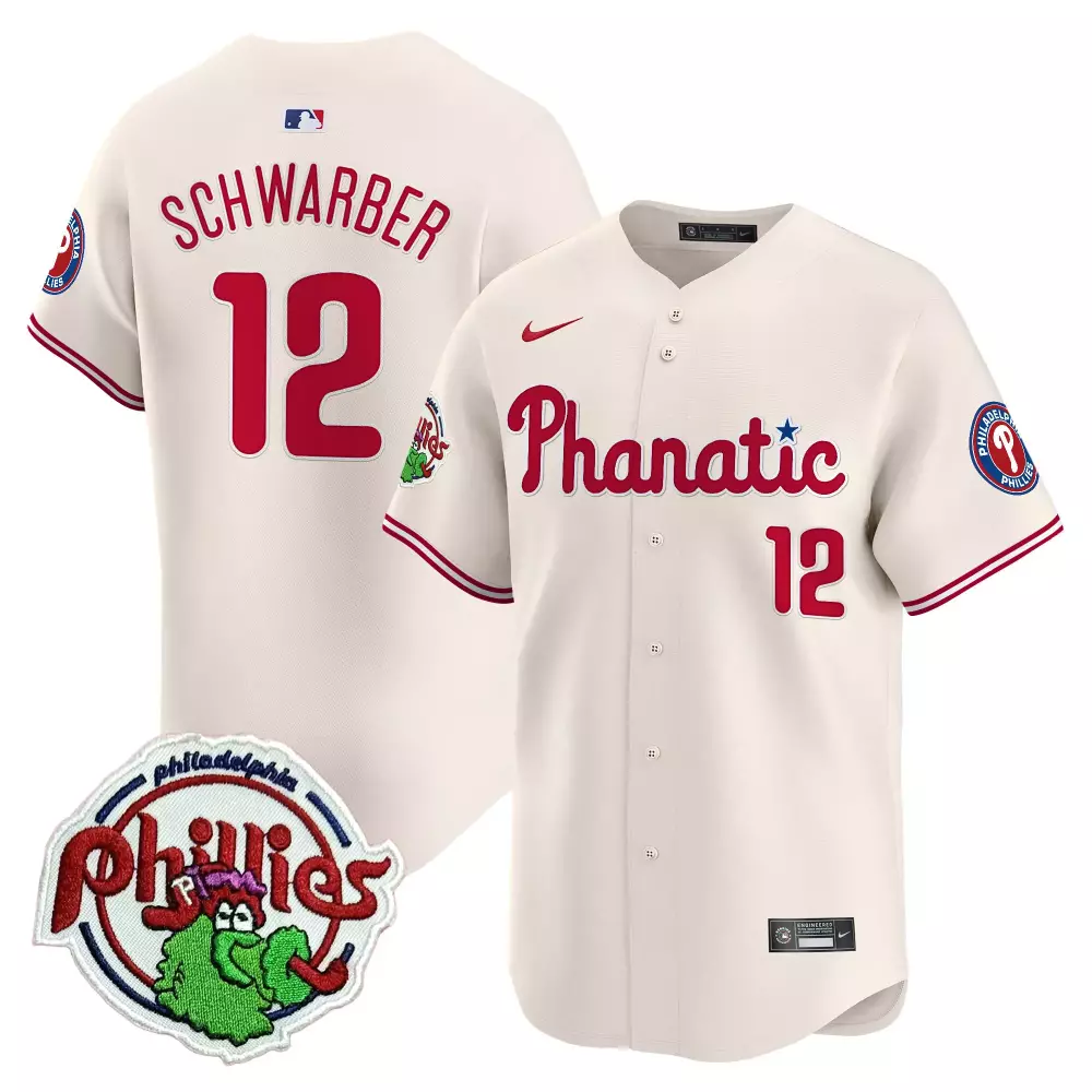 Schwarber Phillies Cream Youths Phanatic Patch Vapor Premier Jersey | Limited Edition Fan Gear | For Men, Women & Youth