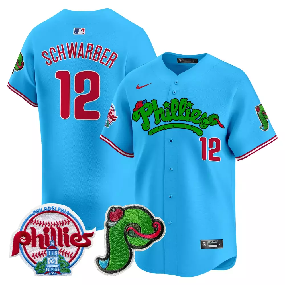 Kyle Schwarber Light Blue Men's Phillies Phanatic Patch Vapor Premier Limited Jersey V4 | All Stitched Fan Gear | For Men