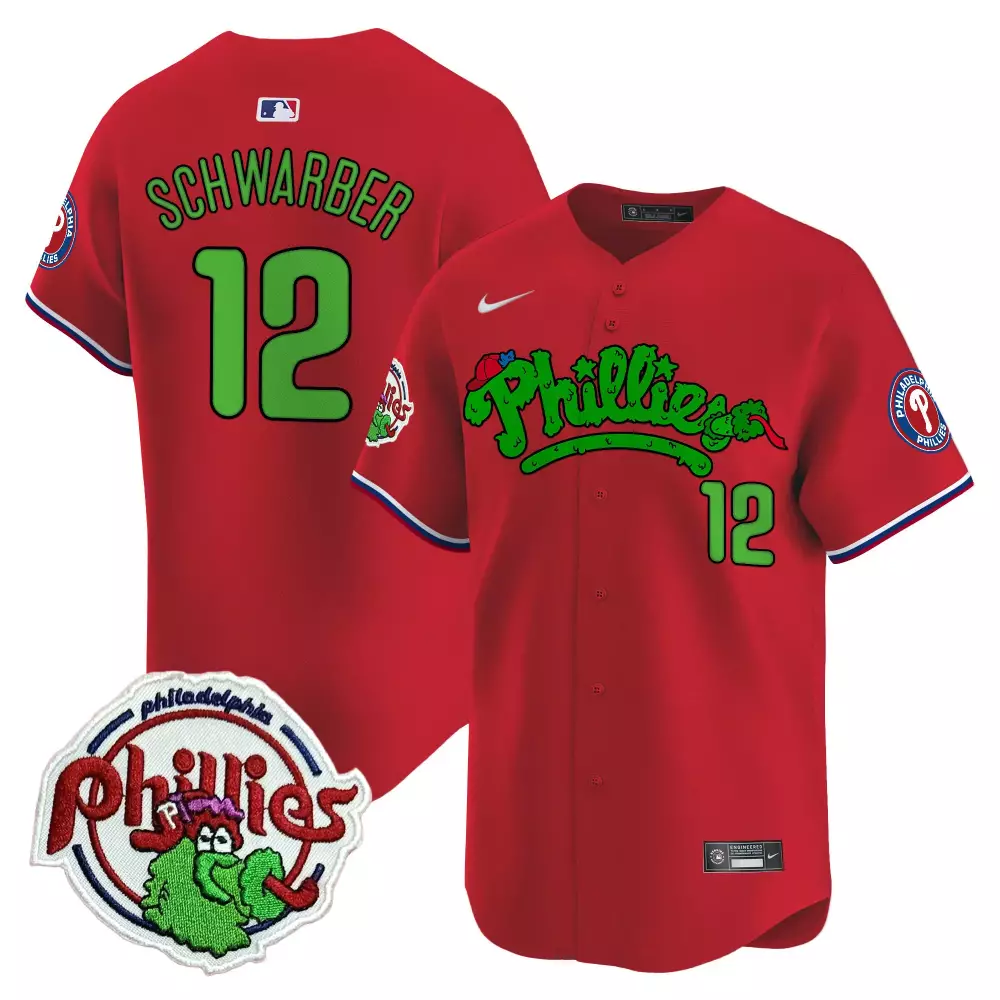 kyle schwarber red youths philadelphia phillies phanatic patch vapor premier limited jersey v2 all stitched