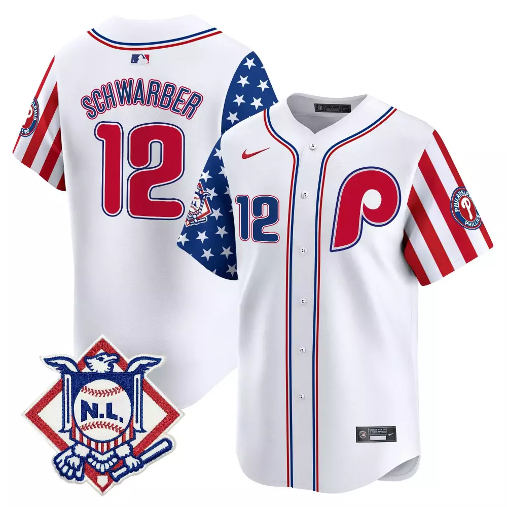 Schwarber Phillies 2024 Fourth of July Jersey | White Vapor Premier Limited Edition | For Men, Women & Youth