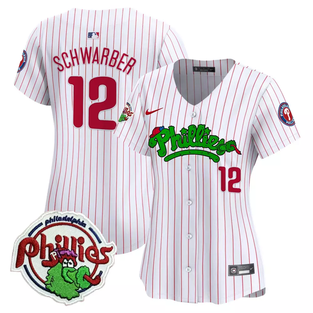 kyle schwarber white pinstripe unisex philadelphia phillies phanatic vapor premier limited jersey v2 printed