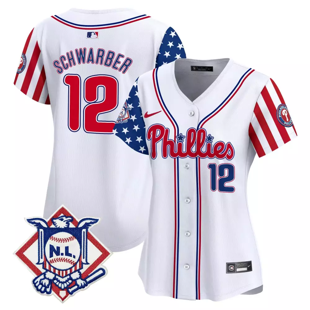 Schwarber Phillies 2024 Women's Fourth of July Jersey V2 | Stitched Vapor Premier Limited Edition | Fan Gear for Women & Youth