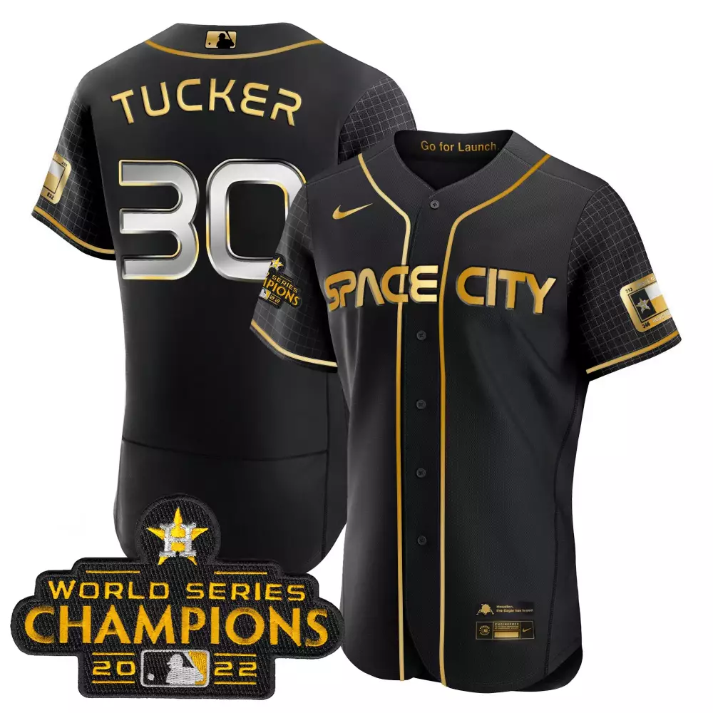 Kyle Tucker Houston Astros 2023 Space City Champions Flex Jersey | Black Stitched | Fan Gear for Men, Women & Youth