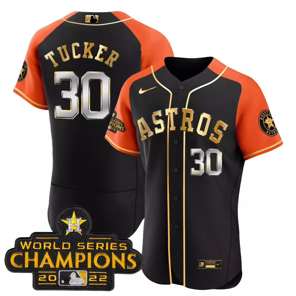 Kyle Tucker Houston Astros 2023 Gold Alternate Flex Base Jersey | Orange & White Stitched | Fan Gear for Men, Women & Youth