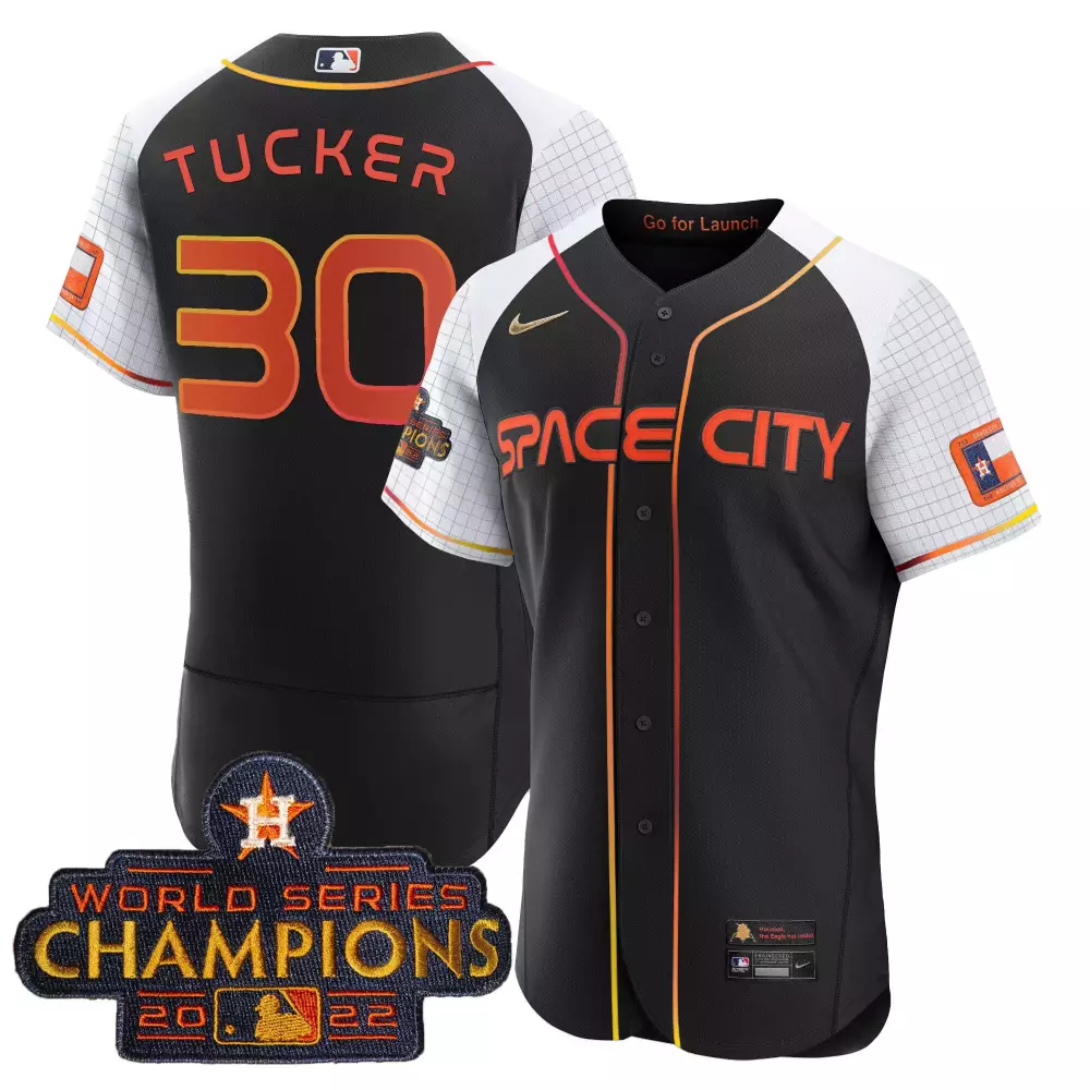 Kyle Tucker Houston Astros 2023 Space City Champions Flex Jersey | Black Stitched | Fan Gear for Men, Women & Youth