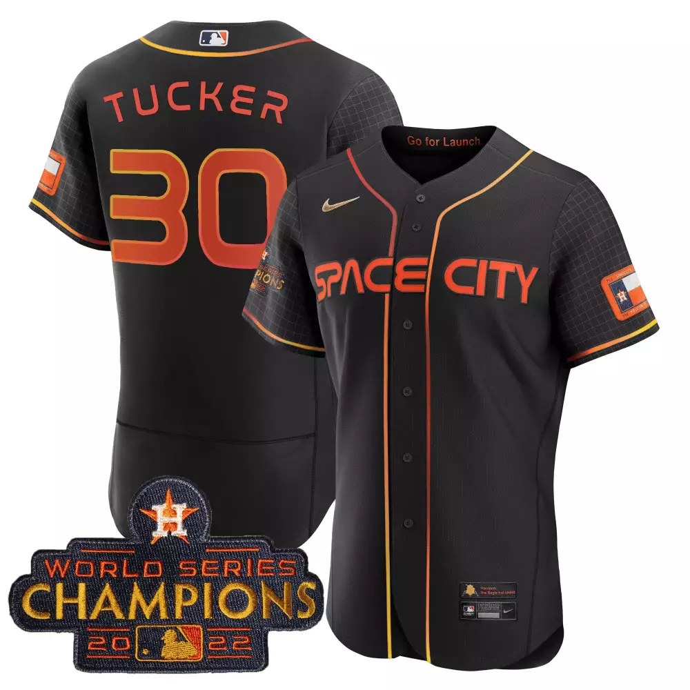 Kyle Tucker Houston Astros 2023 Space City Champions Flex Jersey | Black Stitched | Fan Gear for Men, Women & Youth