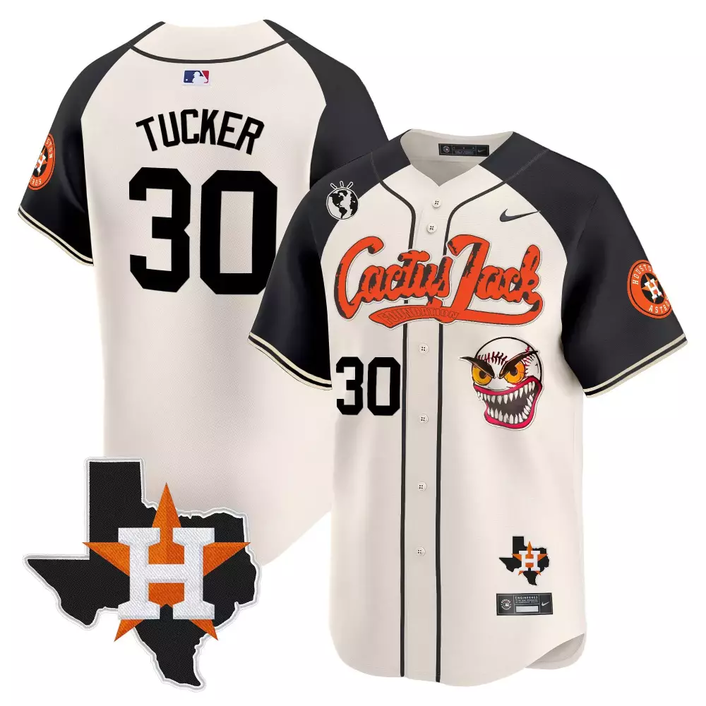 Kyle Tucker Houston Astros Cactus Jack Patch Vapor Premier Limited Jersey V3 | Stitched White | Fan Gear | For Men, Women & Youth