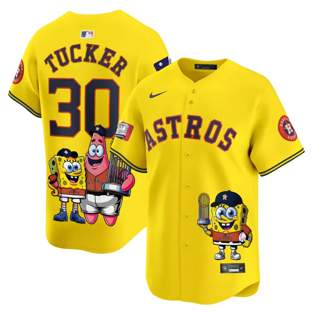 kyle tucker gold unisex houston astros spongebob squarepants vapor premier limited jersey printed