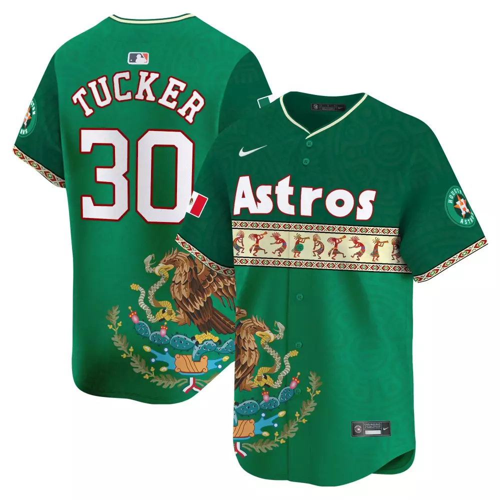 kyle tucker green mens houston astros mexico aztec vapor premier limited jersey printed