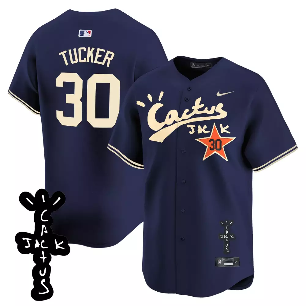 kyle tucker navy mens houston astros cactus jack patch vapor premier limited jersey all stitched