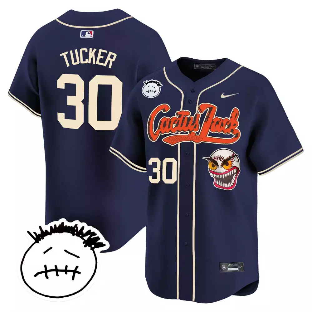 kyle tucker navy mens houston astros cactus jack patch vapor premier limited jersey all stitched