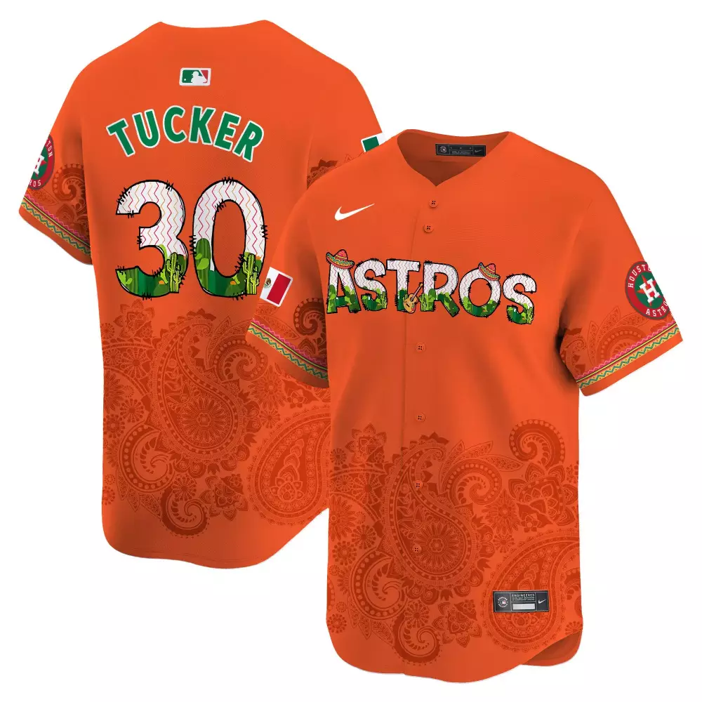 kyle tucker orange mens houston astros paisley mexico vapor premier limited jersey v4 printed