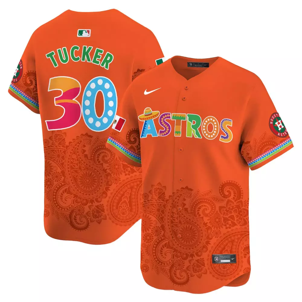kyle tucker orange mens houston astros paisley mexico vapor premier limited jersey v4 printed