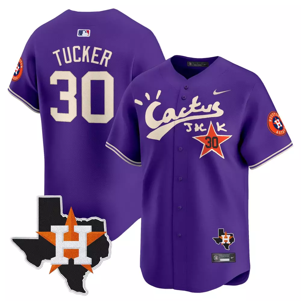kyle tucker purple mens houston astros cactus jack patch vapor premier limited jersey v11 stitched