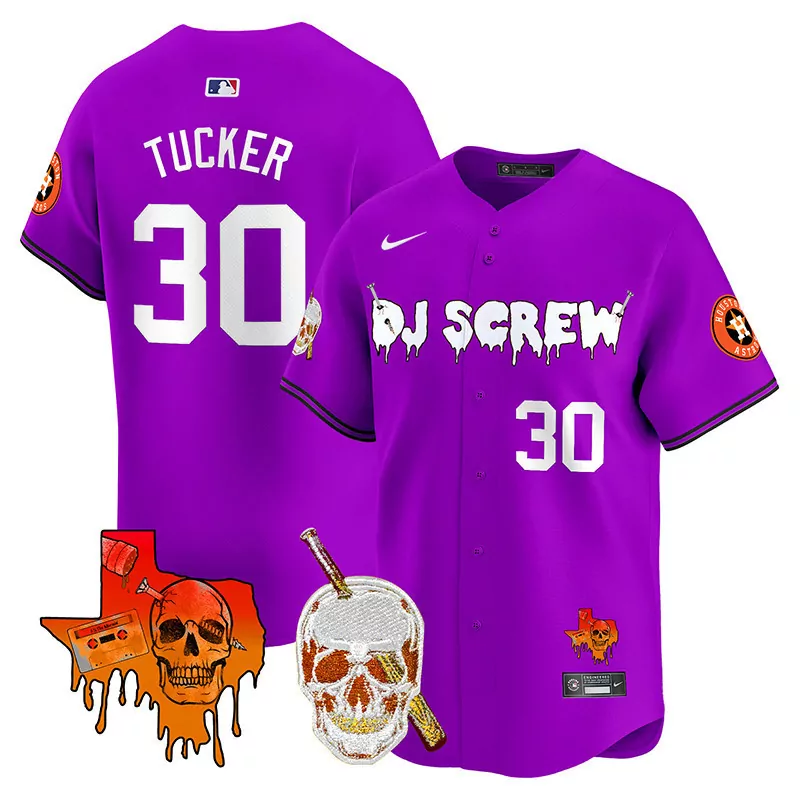 kyle tucker purple mens houston astros cactus jack patch vapor premier limited jersey v11 stitched