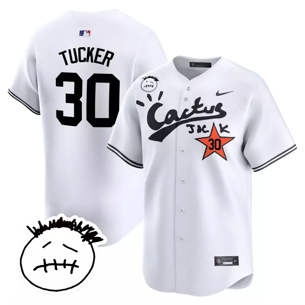 Kyle Tucker Houston Astros Cactus Jack Patch Vapor Premier Limited Jersey V3 | Stitched White | Fan Gear | For Men, Women & Youth