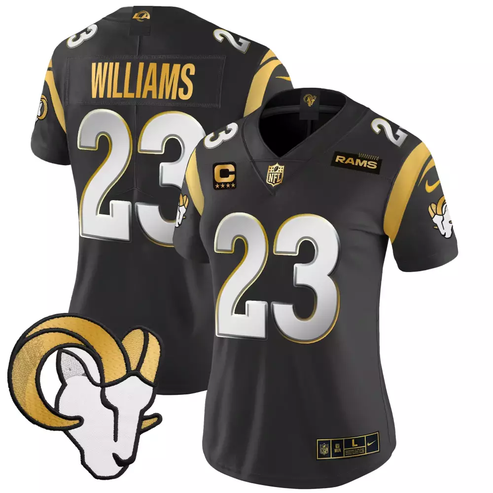 kyren williams black limited womens los angeles rams 2024 gold vapor limited jersey all stitched
