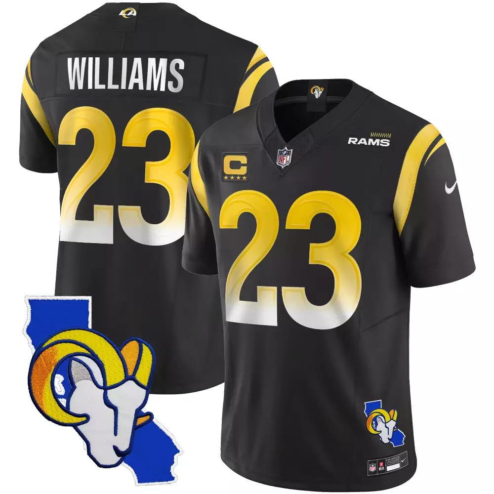 Kyren Williams Black Men's Los Angeles Rams California Patch Vapor Limited Jersey | All Stitched | Fan Gear for Men, Women & Youth