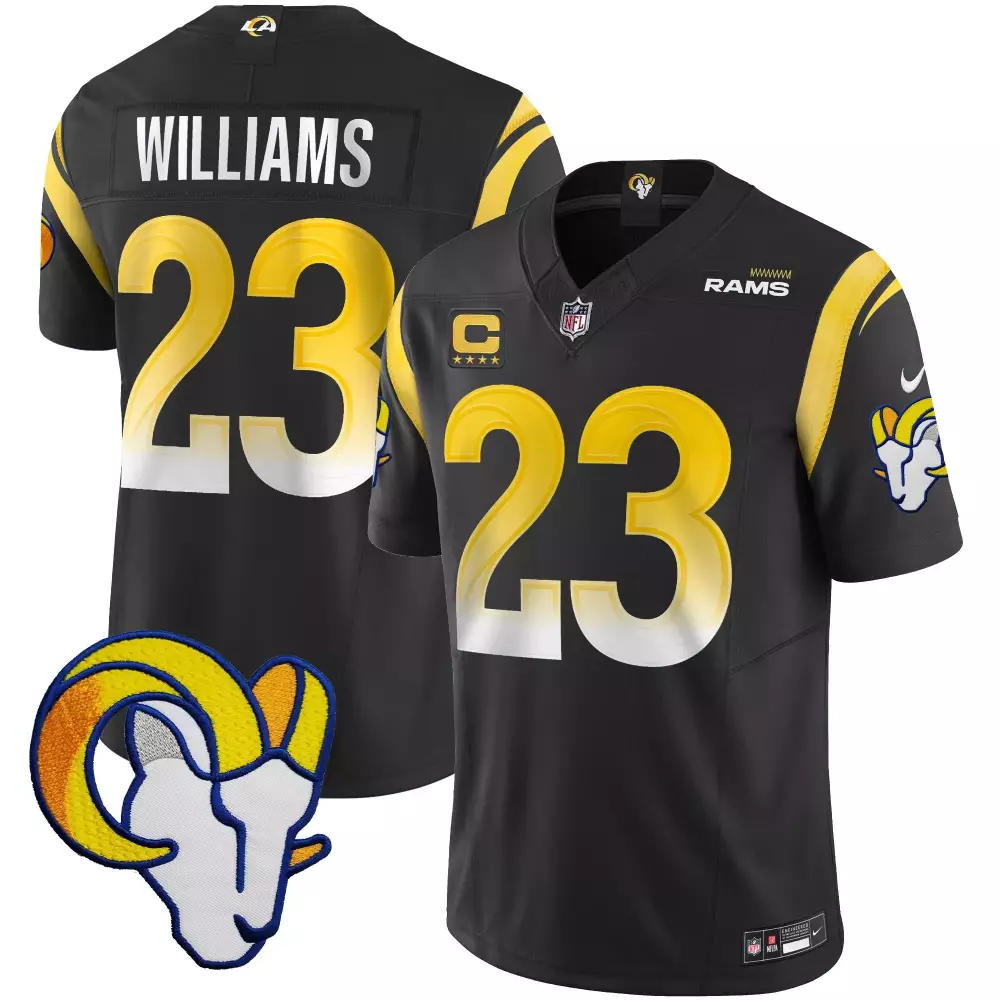 kyren williams black mens los angeles rams vapor limited jersey v2 all stitched