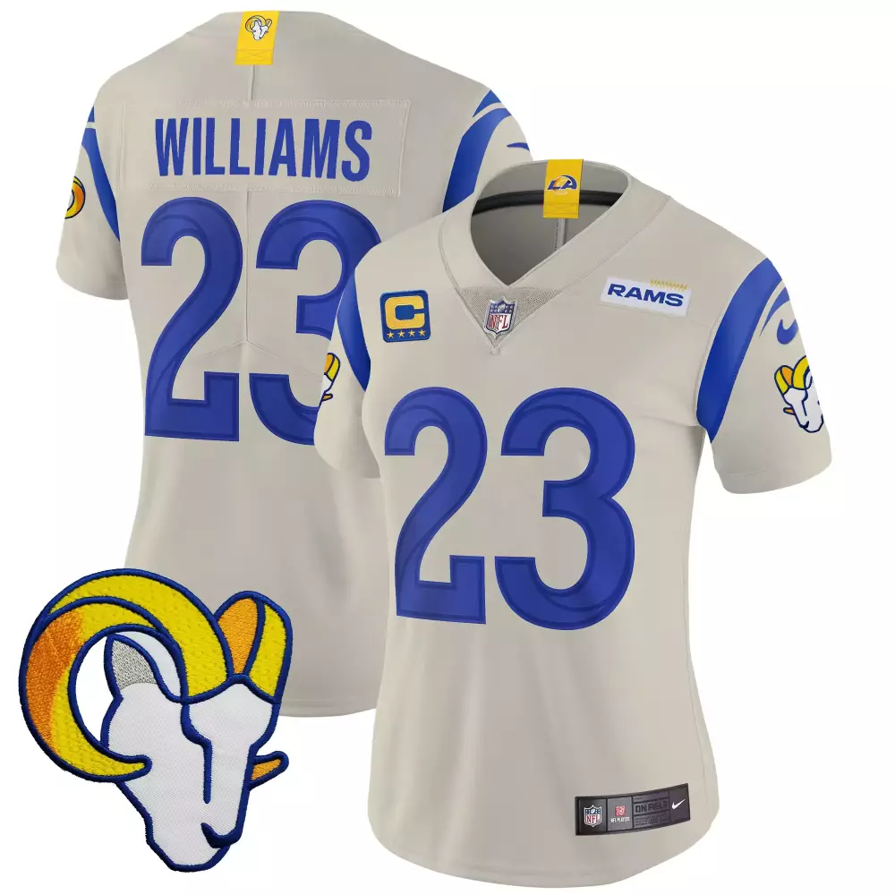 kyren williams bone womens los angeles rams vapor limited jersey v2 all stitched