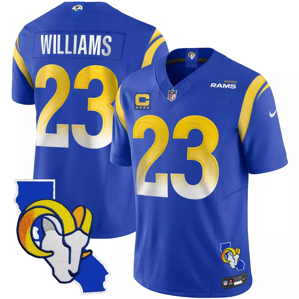 kyren williams royal mens los angeles rams 2024 nfc west division champions vapor limited jersey all stitched