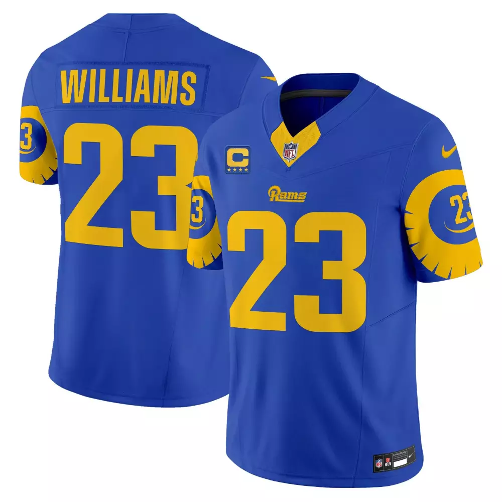 kyren williams royal mens los angeles rams 2024 nfc west division champions vapor limited jersey all stitched