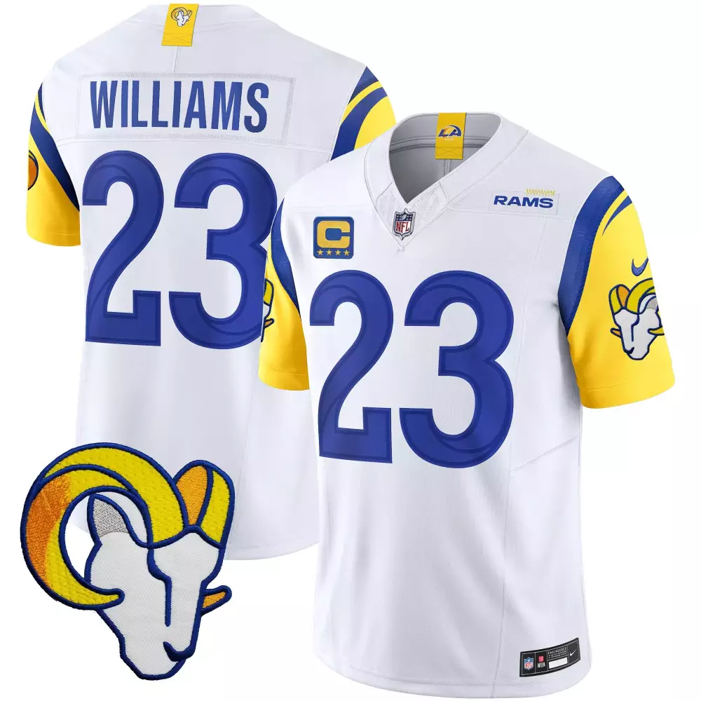 kyren williams white mens los angeles rams vapor limited jersey v2 all stitched
