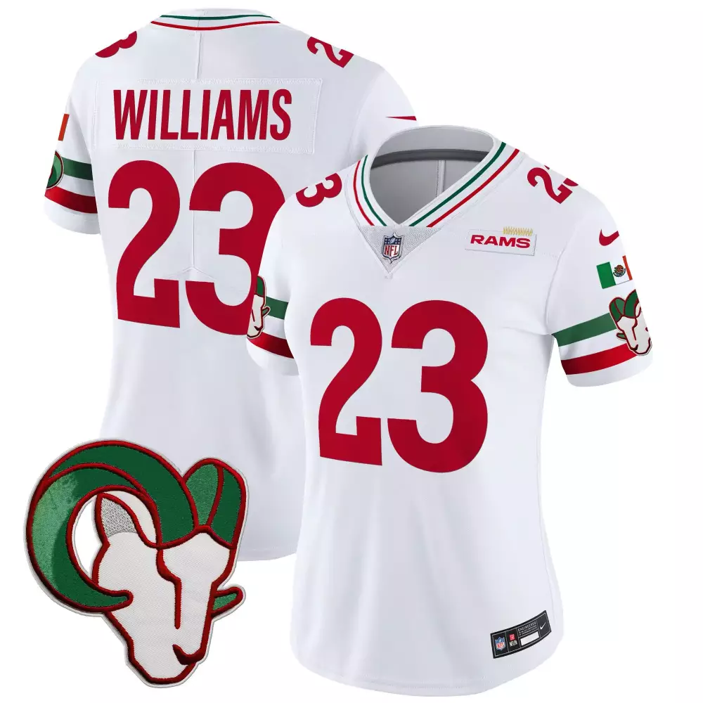 kyren williams white mens los angeles rams vapor limited jersey v2 all stitched