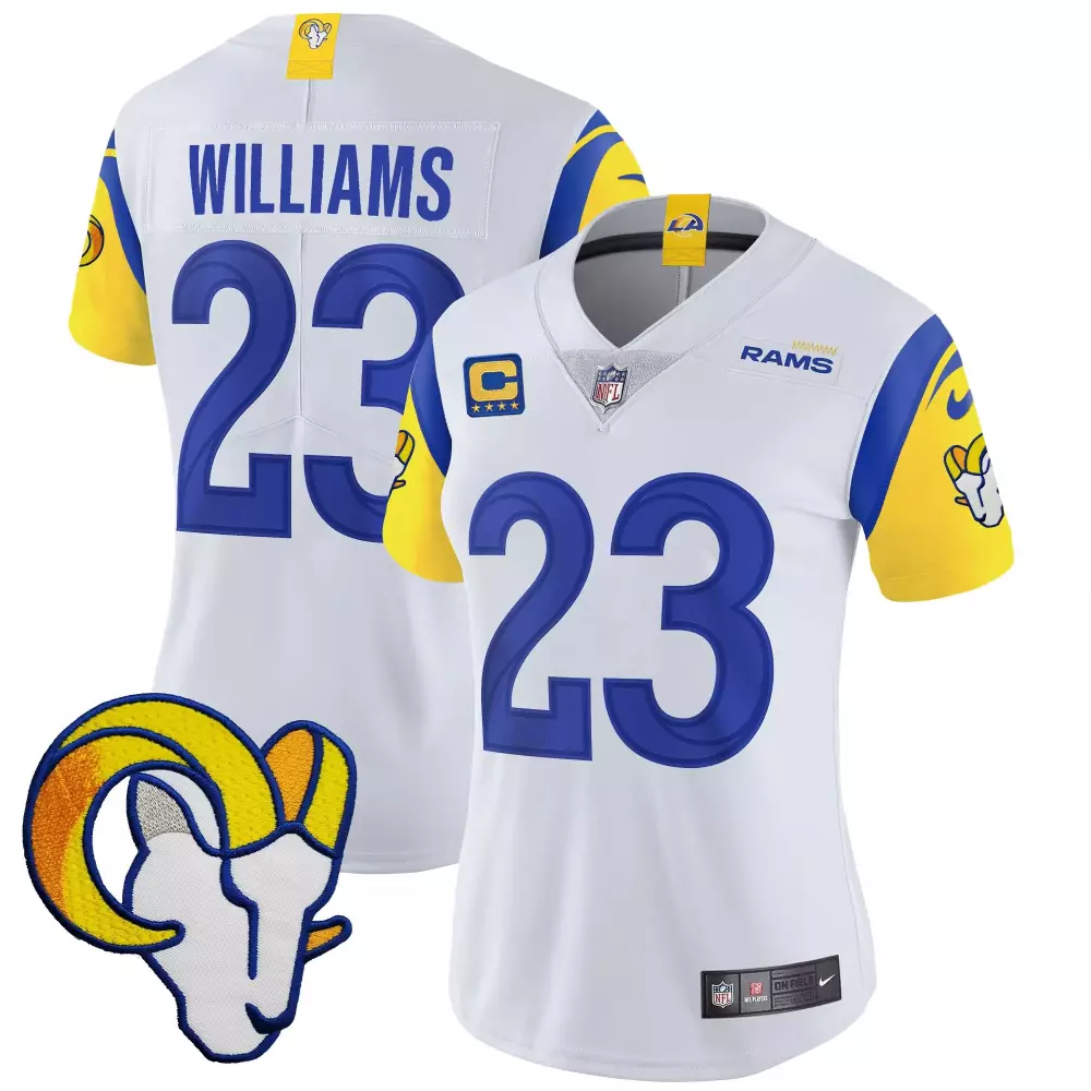 kyren williams white womens los angeles rams vapor limited jersey v2 all stitched