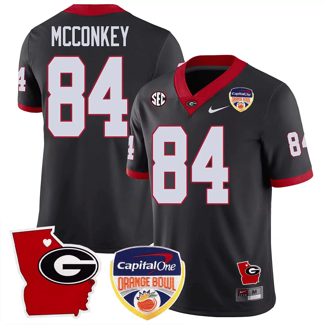 ladd mcconkey black mens georgia bulldogs georgia state map orange bowl patch jersey all stitched