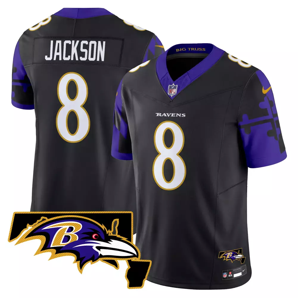 lamar jackson black mens baltimore ravens maryland flag back to back afc north champions patch vapor limited jersey all