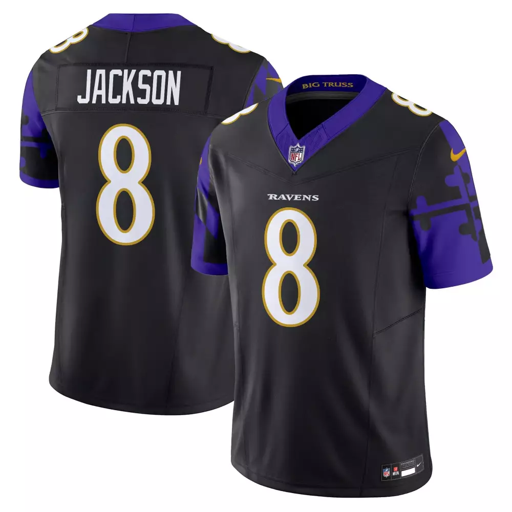 lamar jackson black mens baltimore ravens maryland flag back to back afc north champions patch vapor limited jersey all