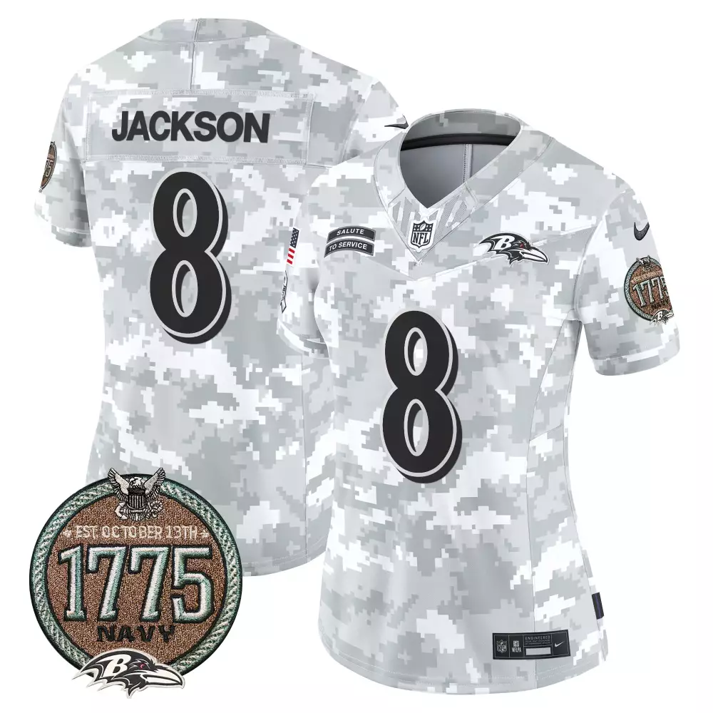 lamar jackson navy womens baltimore ravens 2024 salute to service establishment year patch vapor limited jersey all stit
