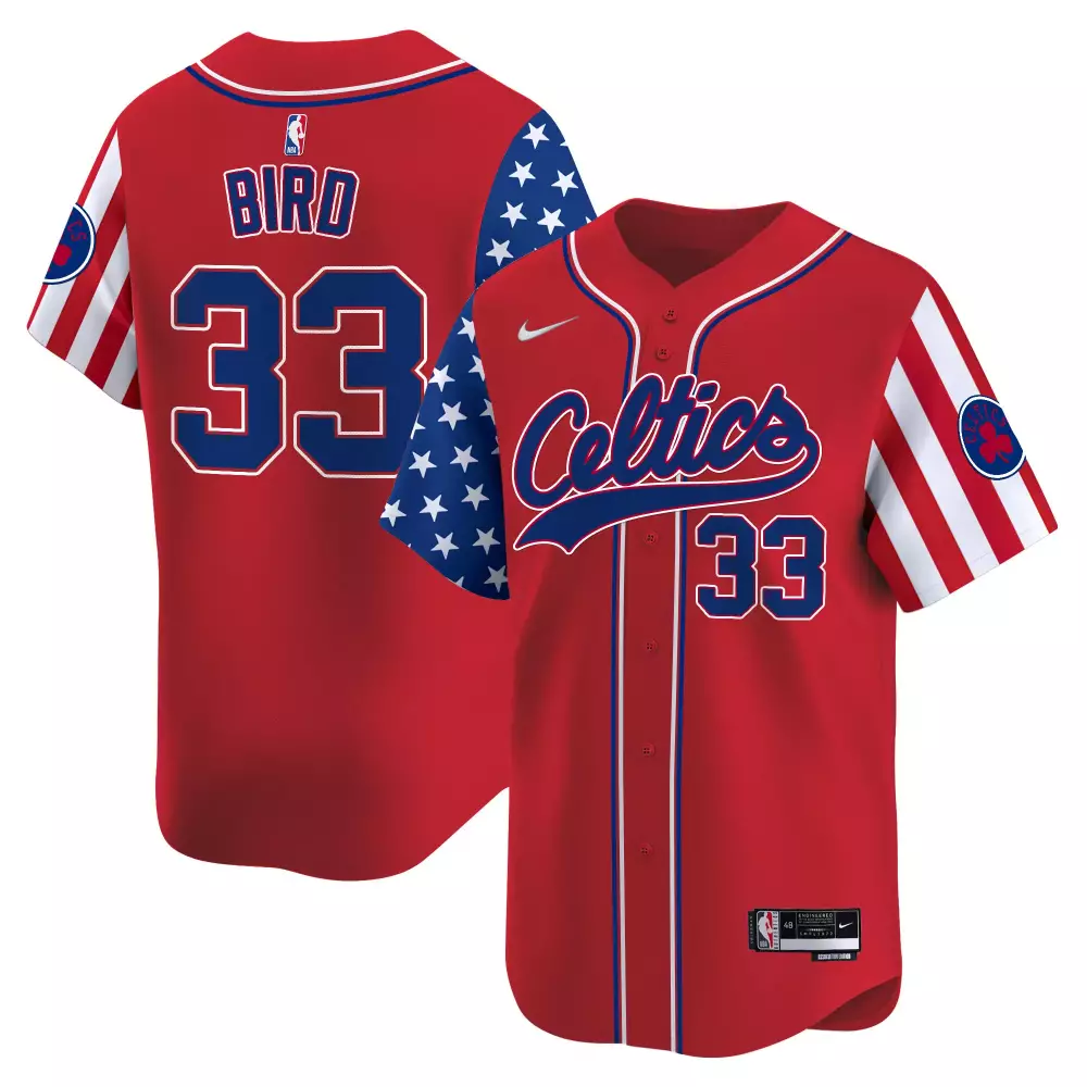 larry bird red mens boston celtics 2024 independence day vapor premier limited jersey all stitched