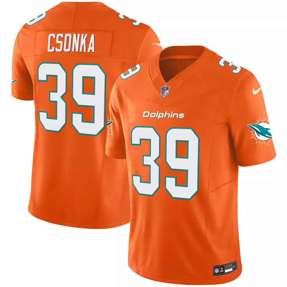 Larry Csonka Miami Dolphins Orange Men's Vapor Limited Jersey V2 | All Stitched Fan Gear | For Men, Women & Youth