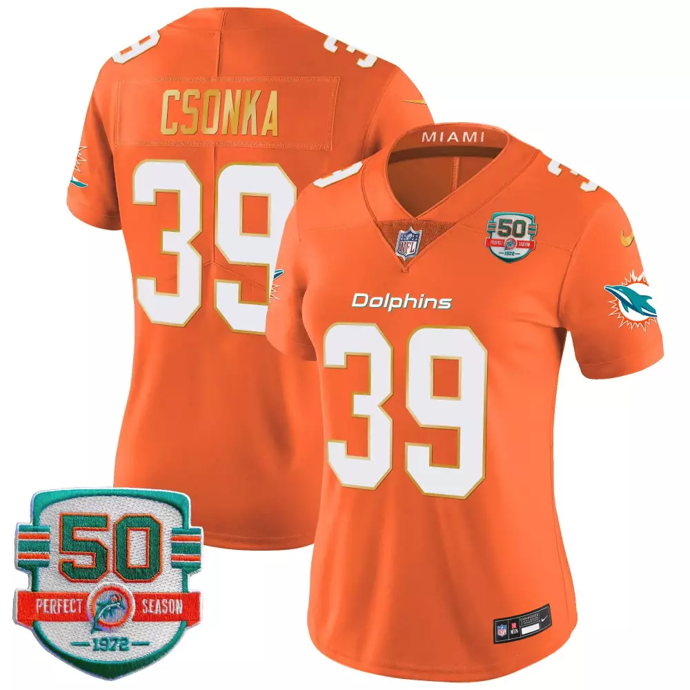 Larry Csonka Miami Dolphins Orange Men's Vapor Limited Jersey V2 | All Stitched Fan Gear | For Men, Women & Youth