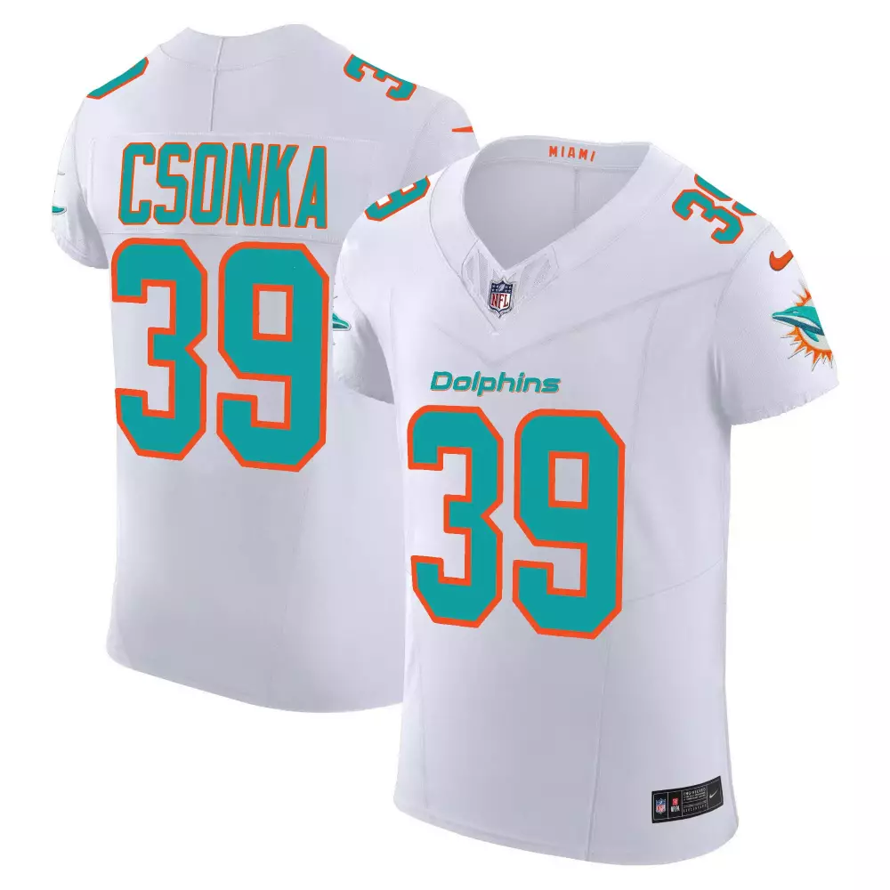 larry csonka white mens miami dolphins throwback shula 347 patch vapor jersey all stitched