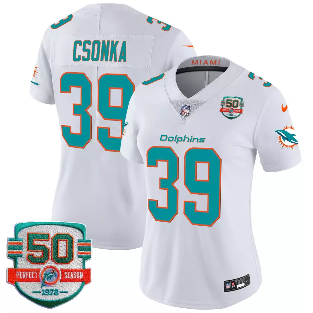 larry csonka white mens miami dolphins throwback shula 347 patch vapor jersey all stitched